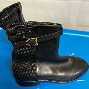 Cole Haan Black Ankle Boots with Gold Buckle